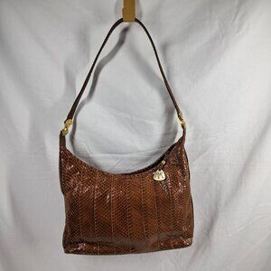 Vtg Morris Moskowitz Brown Genuine Reptile Shoulder Purse